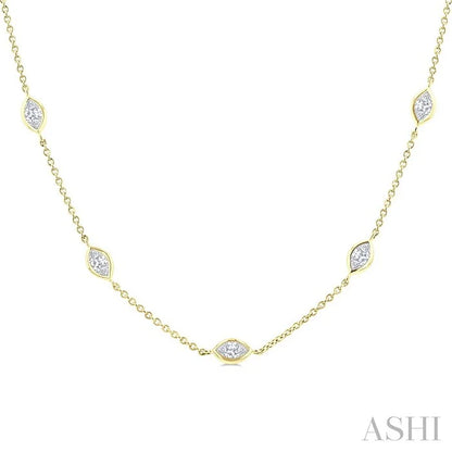 Marquise Shape Diamond Station Necklace