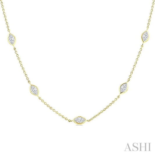 Marquise Shape Diamond Station Necklace