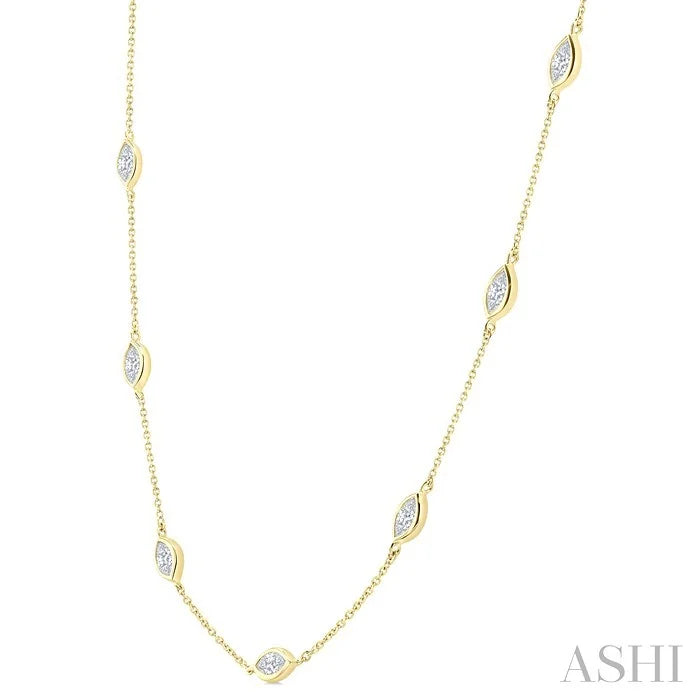 Marquise Shape Diamond Station Necklace