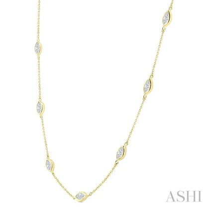 Marquise Shape Diamond Station Necklace