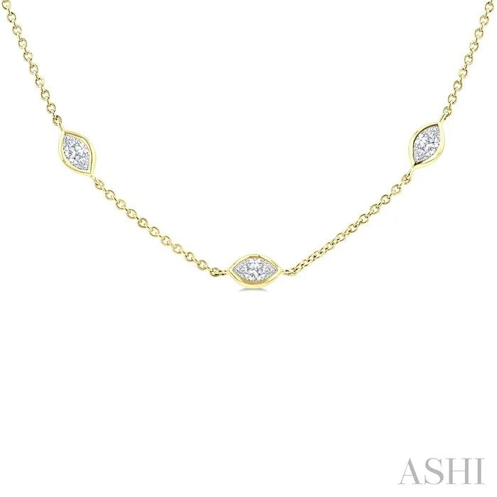Marquise Shape Diamond Station Necklace