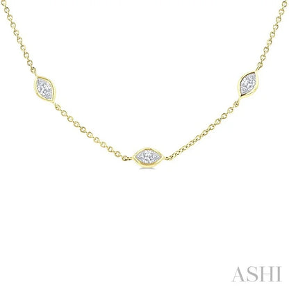 Marquise Shape Diamond Station Necklace