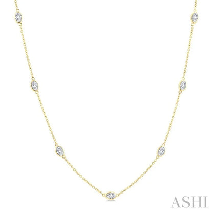 Oval Shape Diamond Station Necklace