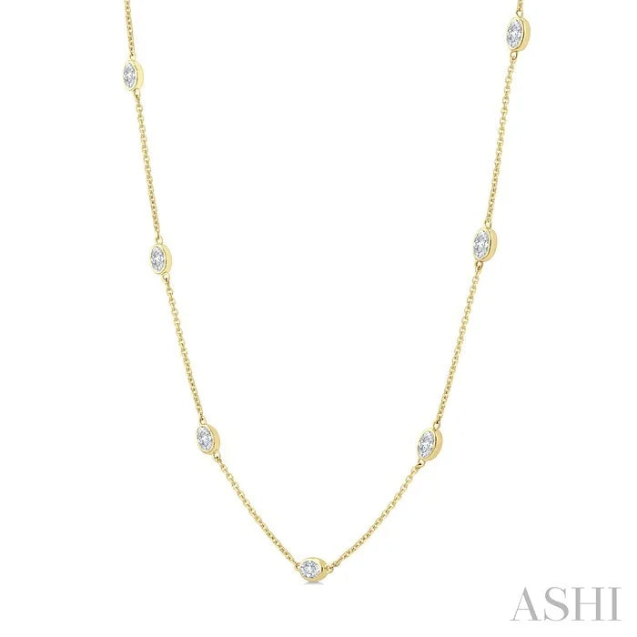 Oval Shape Diamond Station Necklace