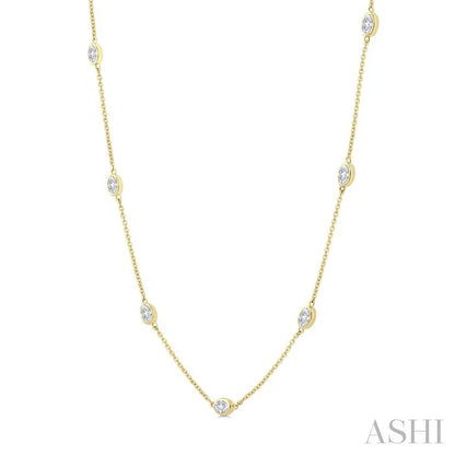 Oval Shape Diamond Station Necklace