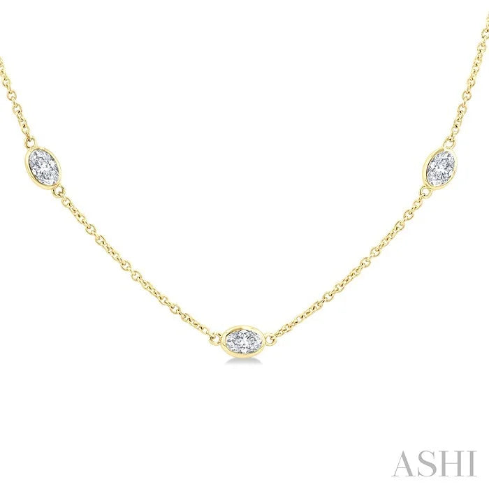 Oval Shape Diamond Station Necklace