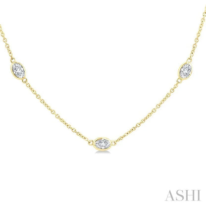 Oval Shape Diamond Station Necklace