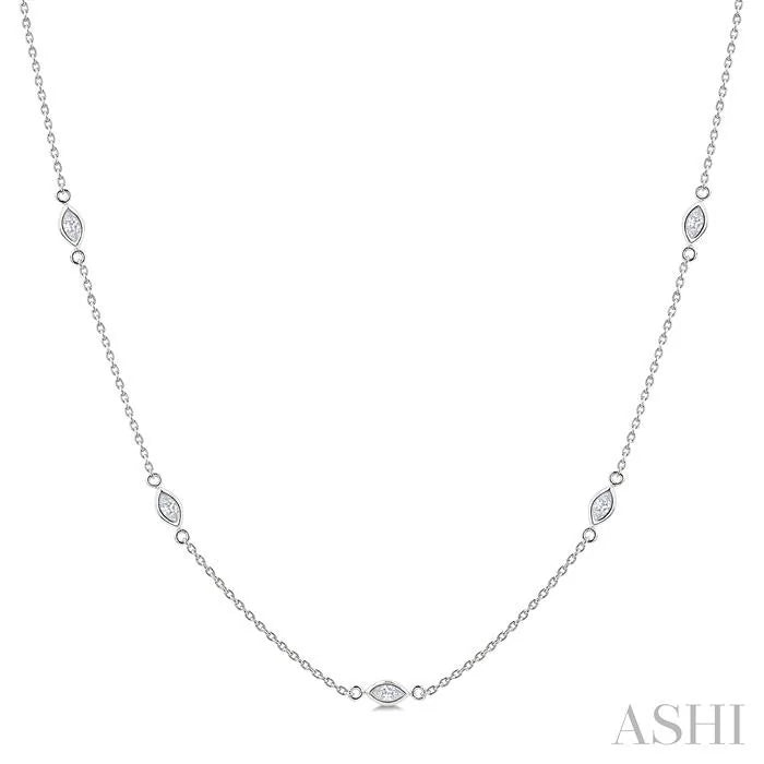 Marquise Shape Diamond Station Necklace