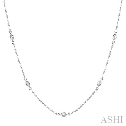 Marquise Shape Diamond Station Necklace