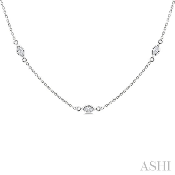 Marquise Shape Diamond Station Necklace