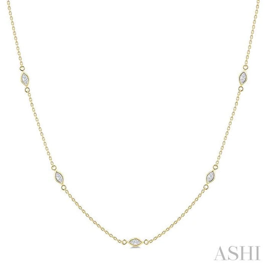 Marquise Shape Diamond Station Necklace