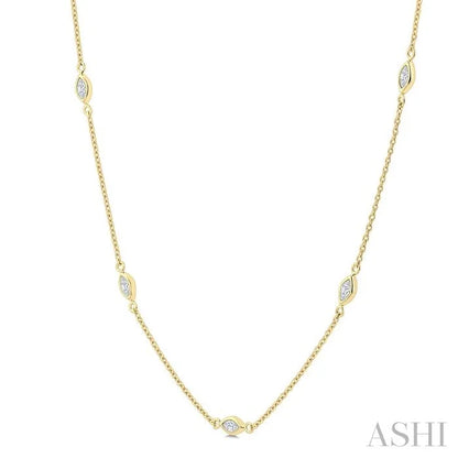 Marquise Shape Diamond Station Necklace