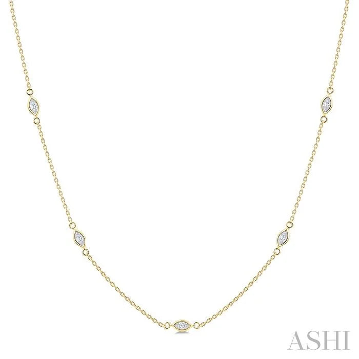 Marquise Shape Diamond Station Necklace