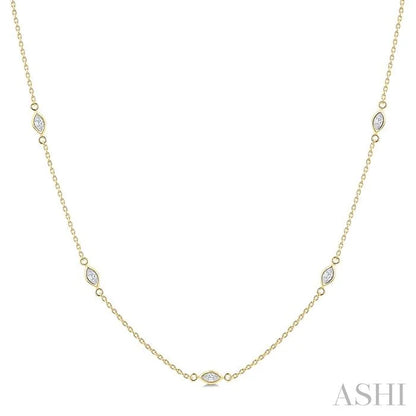 Marquise Shape Diamond Station Necklace