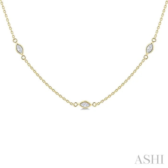 Marquise Shape Diamond Station Necklace