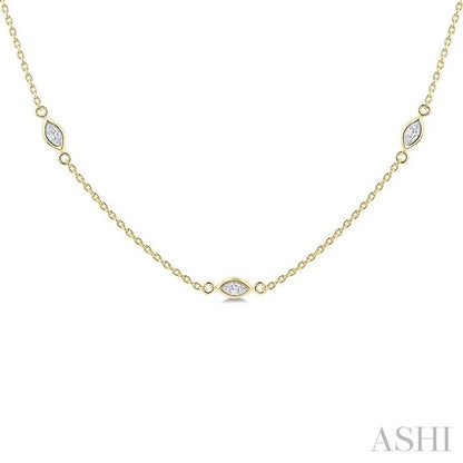 Marquise Shape Diamond Station Necklace