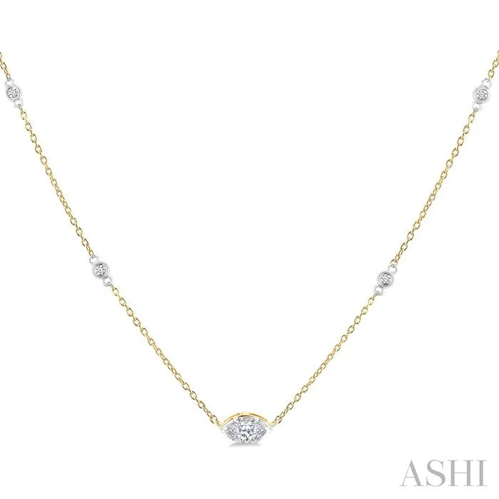 Marquise Shape Bezel Set Diamond Station Necklace
