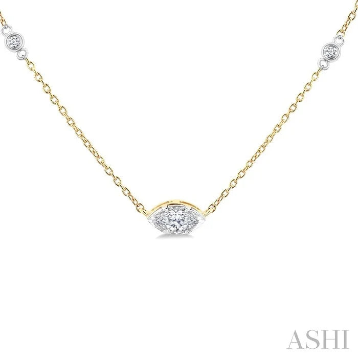 Marquise Shape Bezel Set Diamond Station Necklace