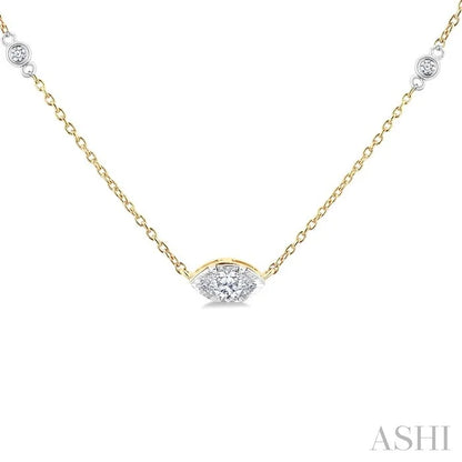 Marquise Shape Bezel Set Diamond Station Necklace