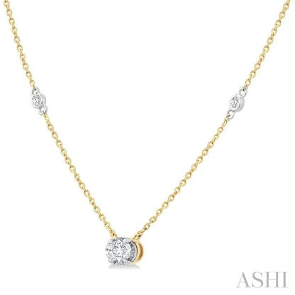 Oval Shape Bezel Set Diamond Station Necklace