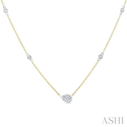Pear Shape Bezel Set Diamond Station Necklace