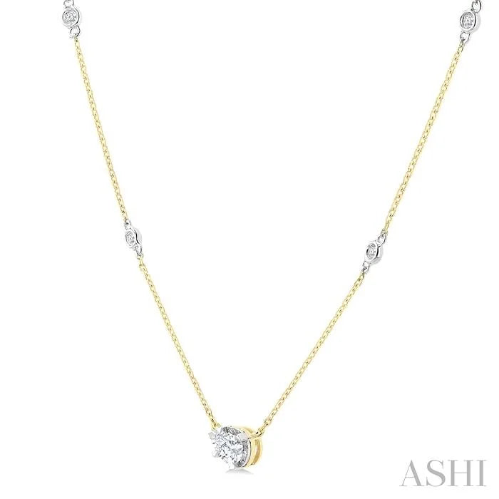 Pear Shape Bezel Set Diamond Station Necklace