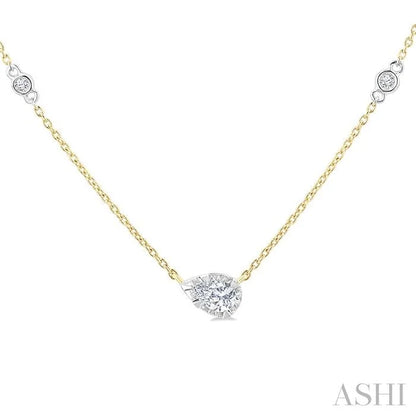 Pear Shape Bezel Set Diamond Station Necklace