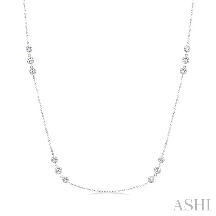 3 Stone Diamond Station Necklace