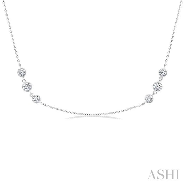 3 Stone Diamond Station Necklace