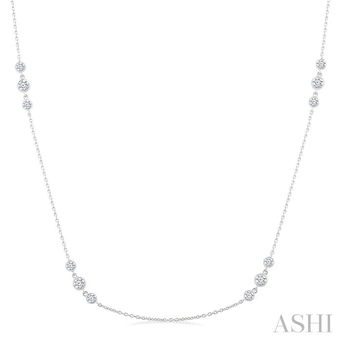 3 Stone Diamond Station Necklace