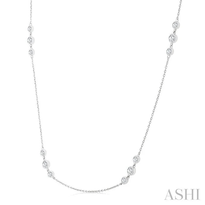 3 Stone Diamond Station Necklace