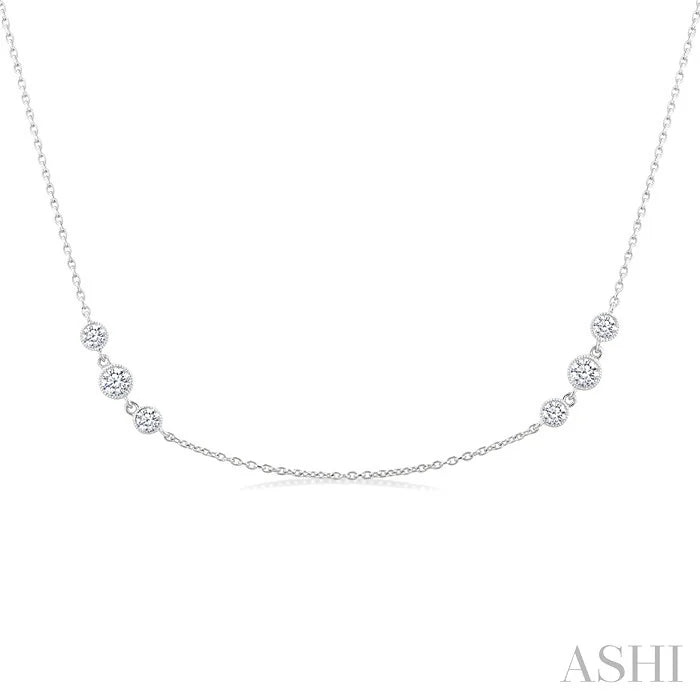 3 Stone Diamond Station Necklace