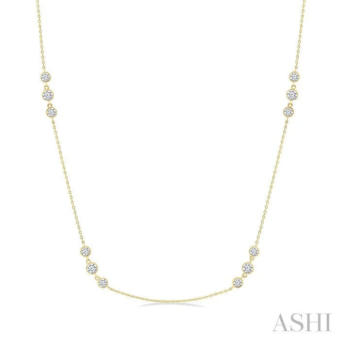 3 Stone Diamond Station Necklace