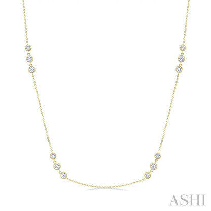 3 Stone Diamond Station Necklace