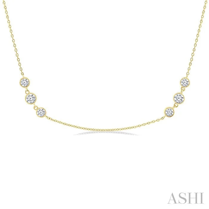 3 Stone Diamond Station Necklace