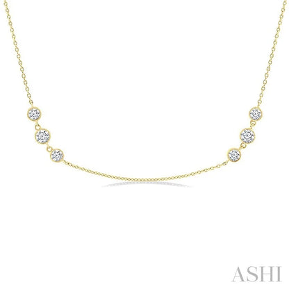 3 Stone Diamond Station Necklace