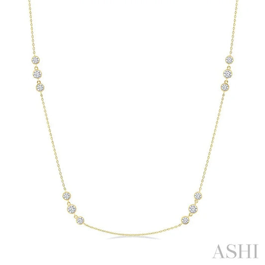 3 Stone Diamond Station Necklace
