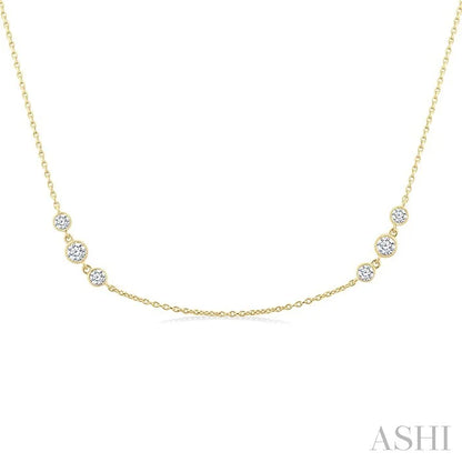 3 Stone Diamond Station Necklace