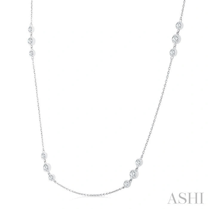 3 Stone Diamond Station Necklace