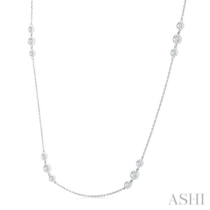 3 Stone Diamond Station Necklace