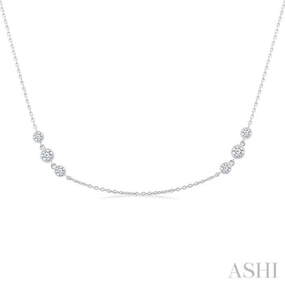 3 Stone Diamond Station Necklace