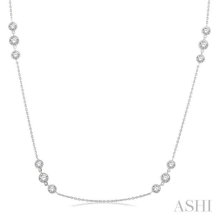 3 Stone Diamond Station Necklace