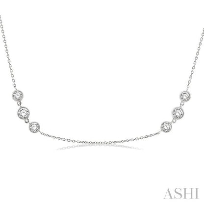 3 Stone Diamond Station Necklace