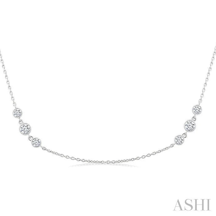3 Stone Diamond Station Necklace