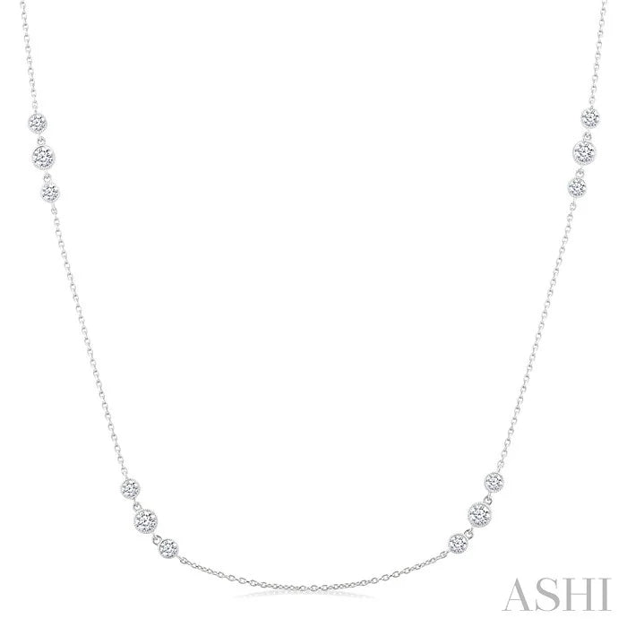 3 Stone Diamond Station Necklace
