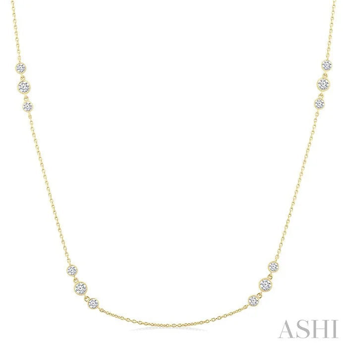 3 Stone Diamond Station Necklace