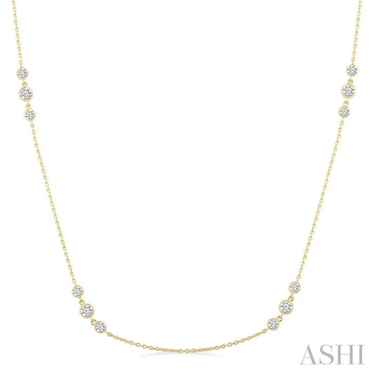 3 Stone Diamond Station Necklace