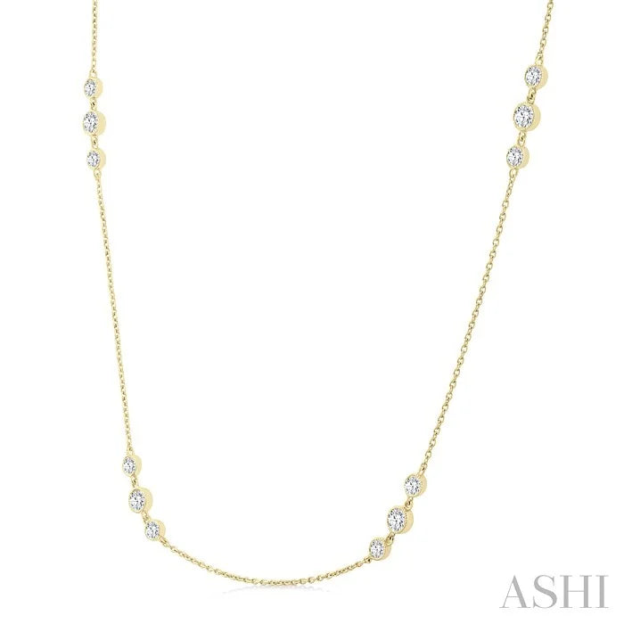 3 Stone Diamond Station Necklace