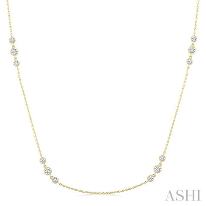 3 Stone Diamond Station Necklace