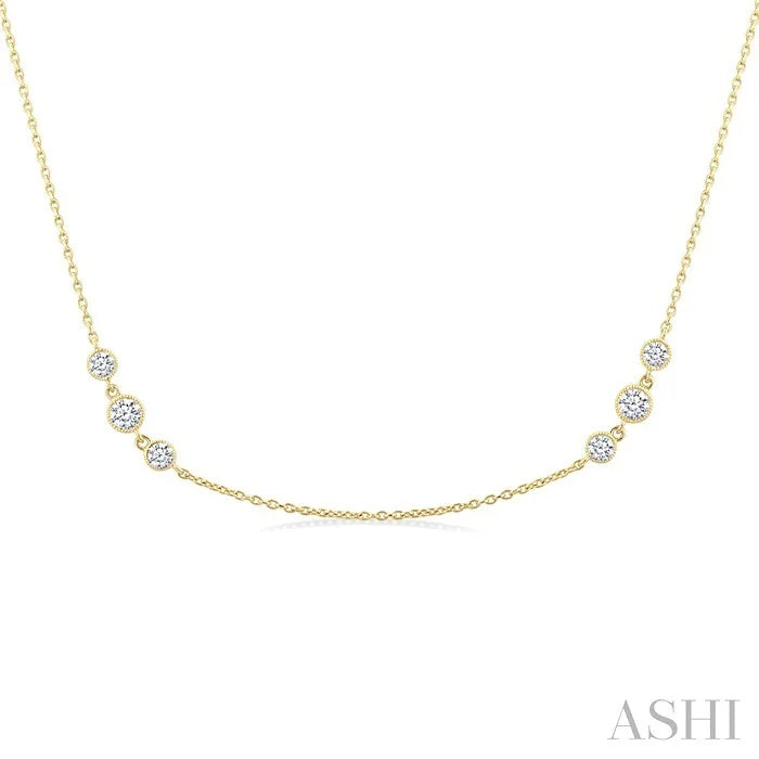 3 Stone Diamond Station Necklace
